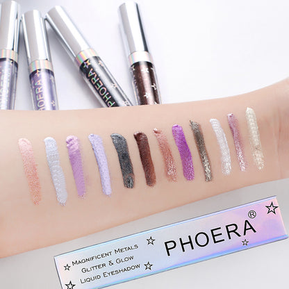 PHOERA Magnificent Metals Glitter and Glow Liquid Eyeshadow 12 Colors - Loxvira