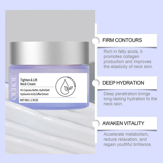 OUHOE Anti-Aging Neck Cream: Visibly Smooth Fine Lines & Firm Crepey Skin with Hydrating Rejuvenation