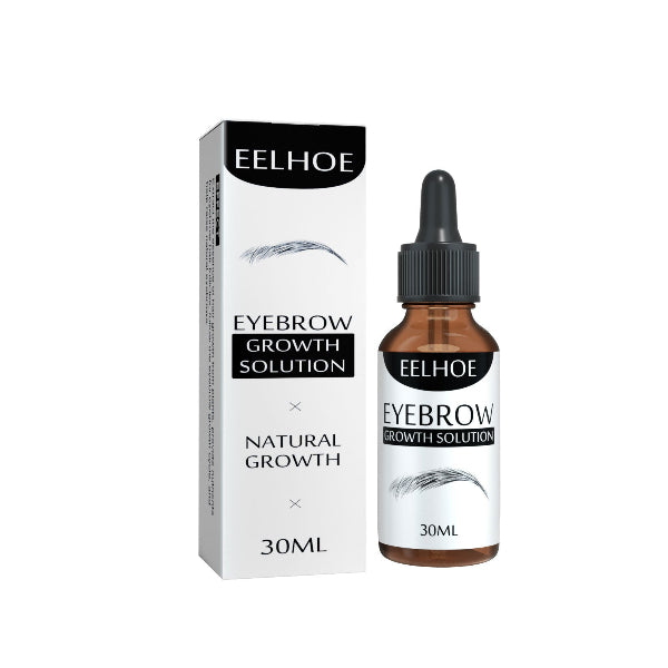 Eelhoe eyebrow growth solution packaging with dropper bottle on a white background