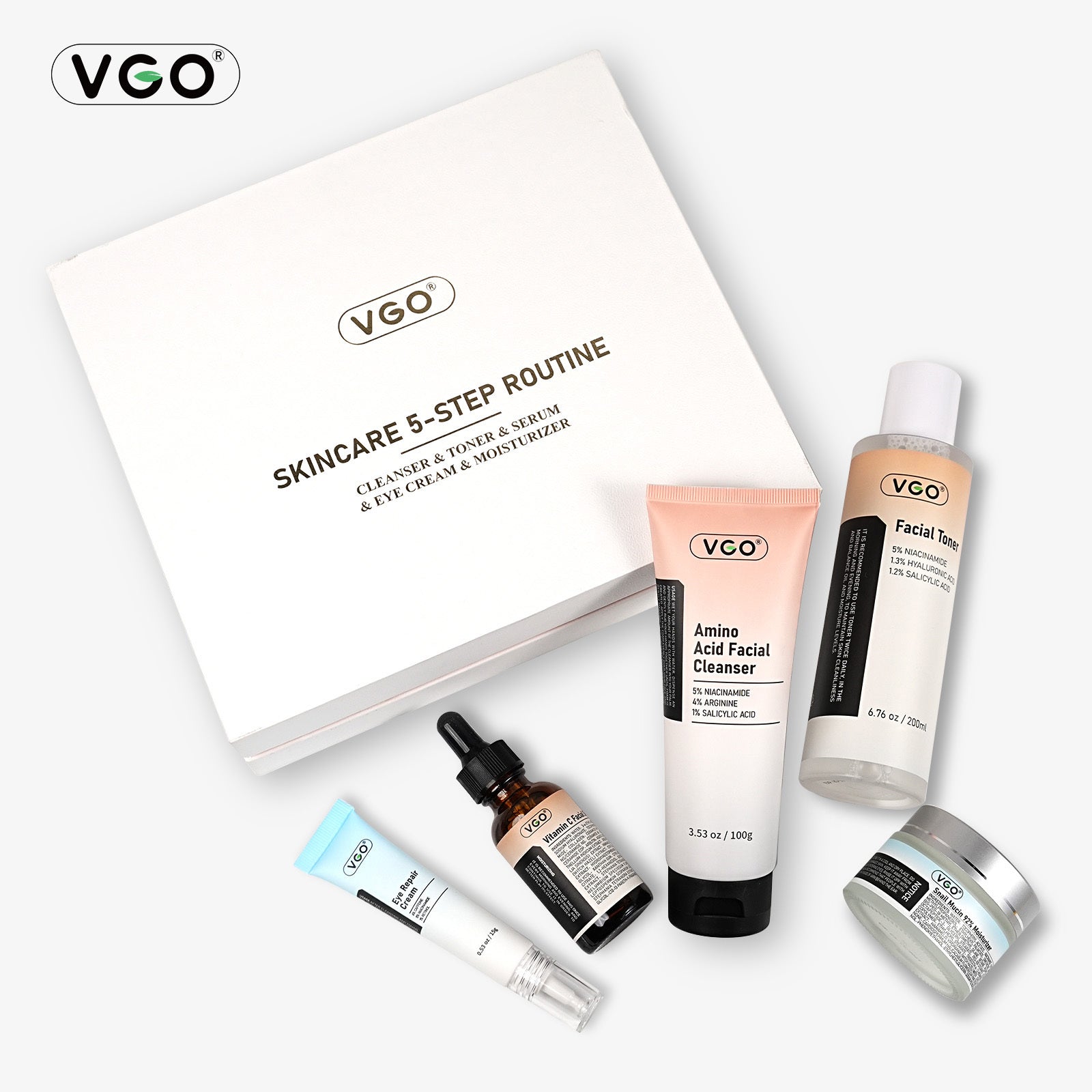 SKINCARE 5-STEP ROUTINE CLEANSER - TONER - SERUM -EYE CREAM - MOISTURIZER - Loxvira