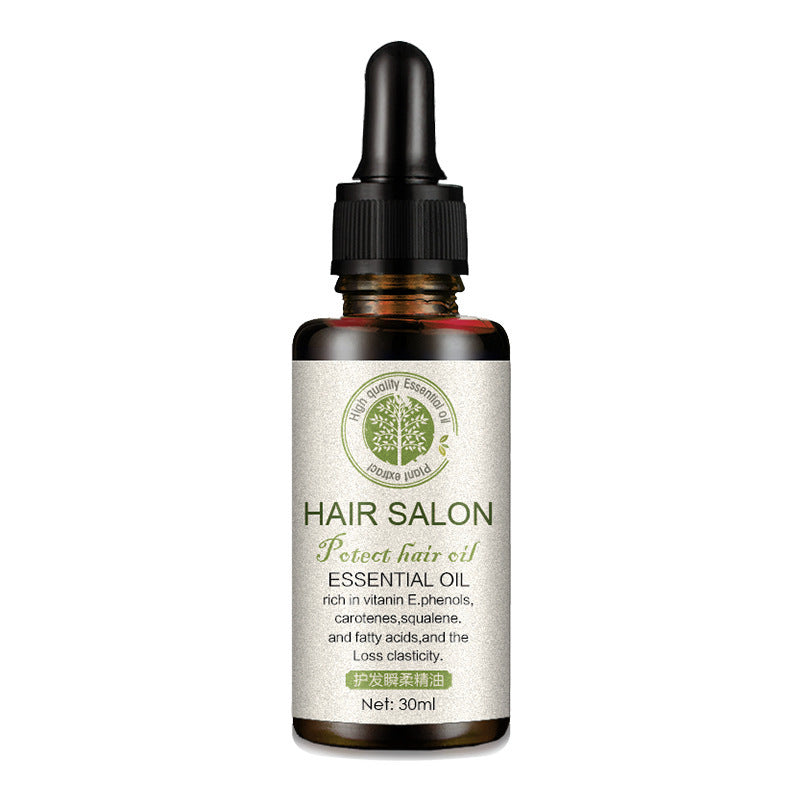 Hair salon essential oil bottle with dropper on a white background