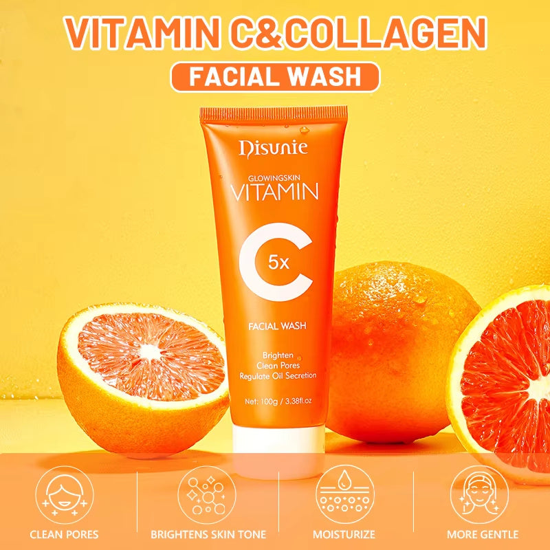 Vitamin C Amino Acid Facial Cleanser Face Glow And Cleans Whitening Brightening Oil Control Face Wash For Men Women - Loxvira