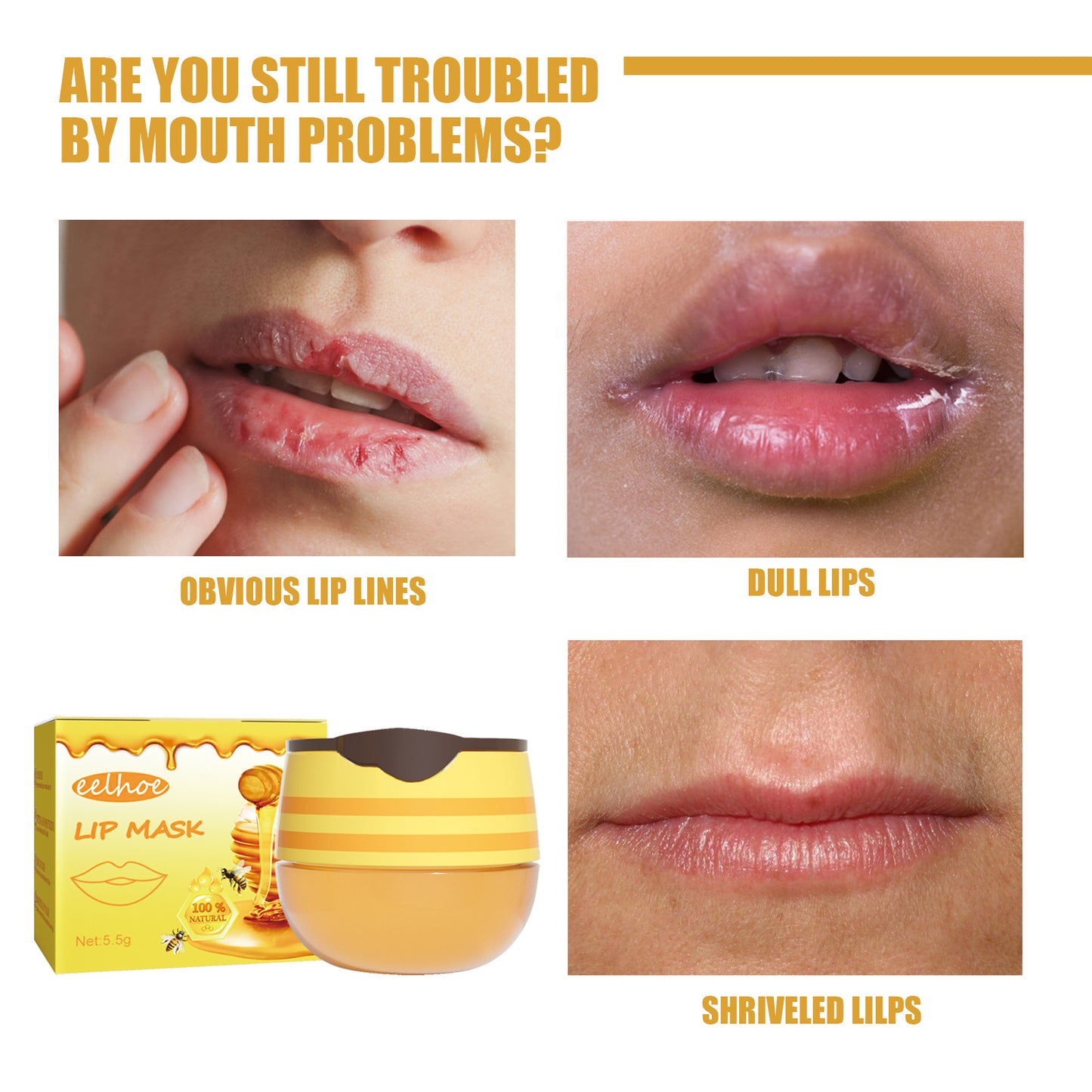EELHOE Honey Lip Mask Moisturizing Exfoliating Lip Care Bee Lipstick - Loxvira