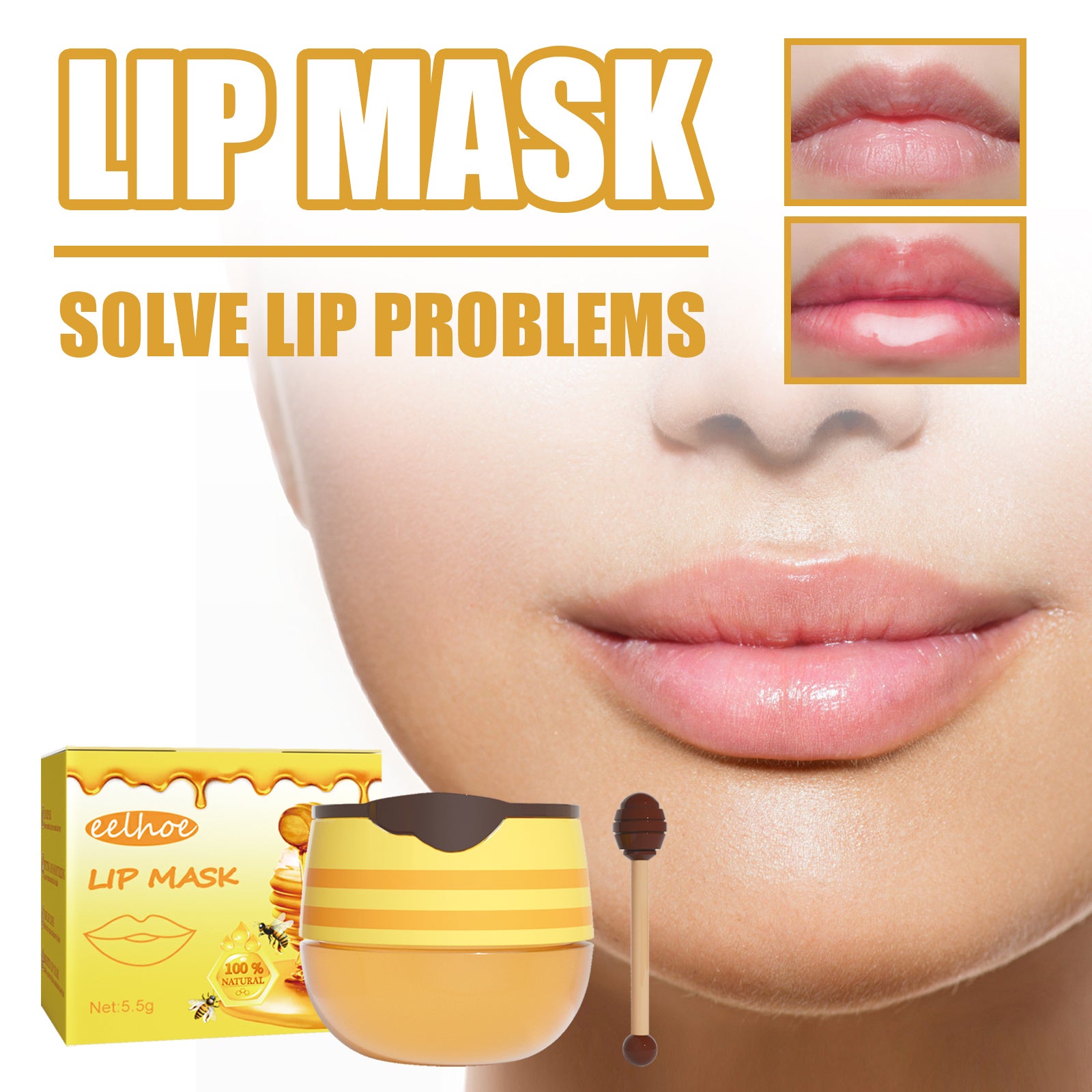 EELHOE Honey Lip Mask Moisturizing Exfoliating Lip Care Bee Lipstick - Loxvira